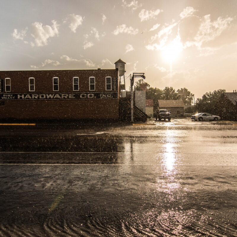 Twin Bridges in Sunny Downpour