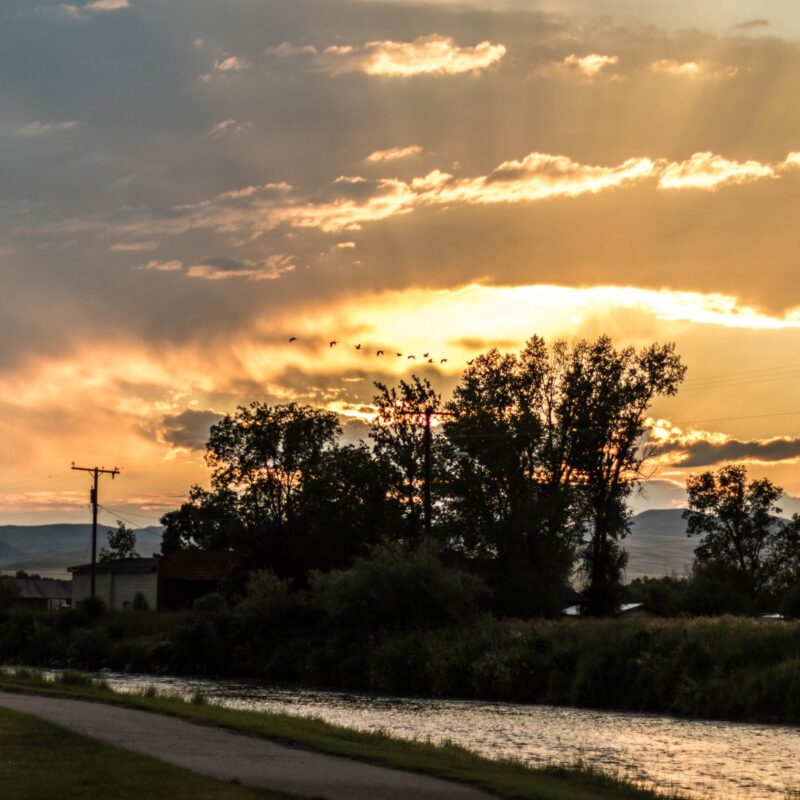Twin Bridges at Sunset