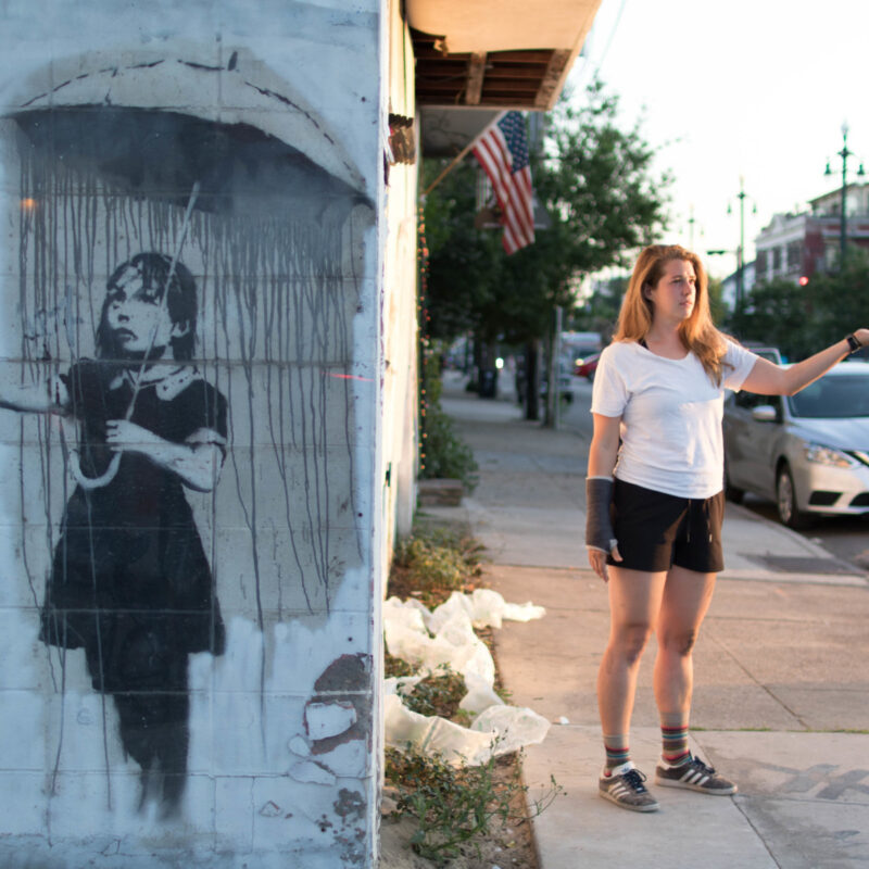 Taylor Posing With a Banksy