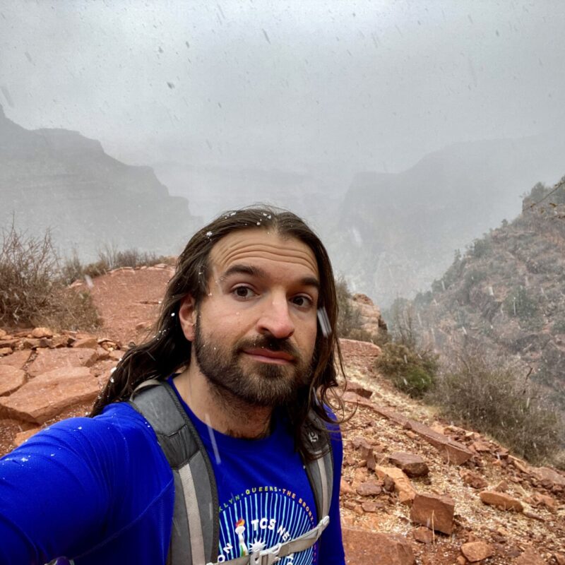 Snowy Bright Angel Ascent Selfie