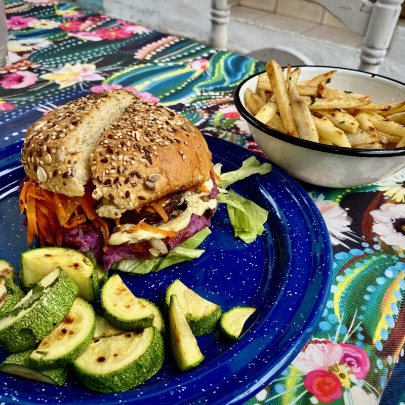 Purple Veggie Burger at Veggie House