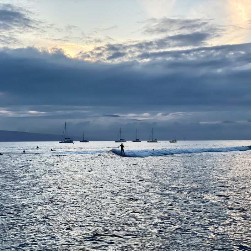 Dusk Surfers Along Lahaina