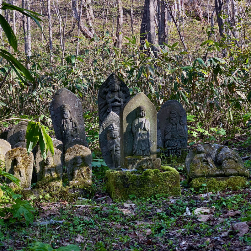 Statues on the Trail Up Mt. Moiwa