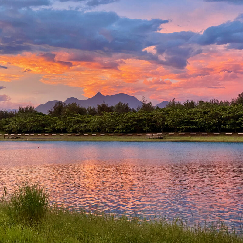 Flowing Lake at Sunset