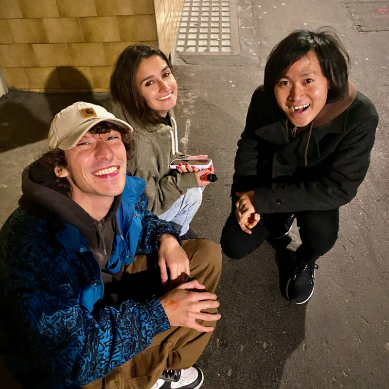 Andrea, Shayam and Tatsuya Outside the Forum