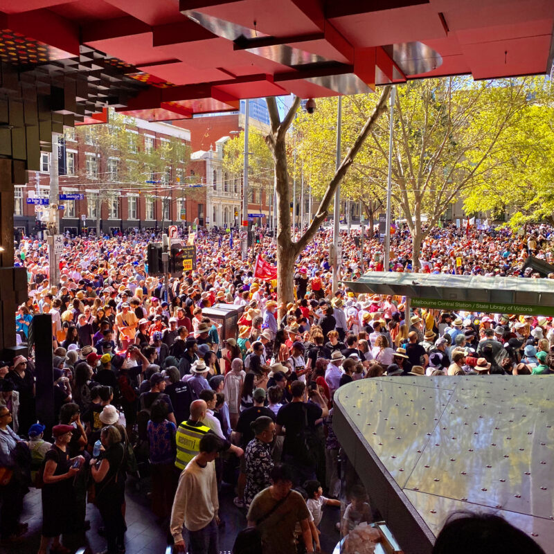 Rally for "Yes" to the Aboriginal Voice on Swanston Street